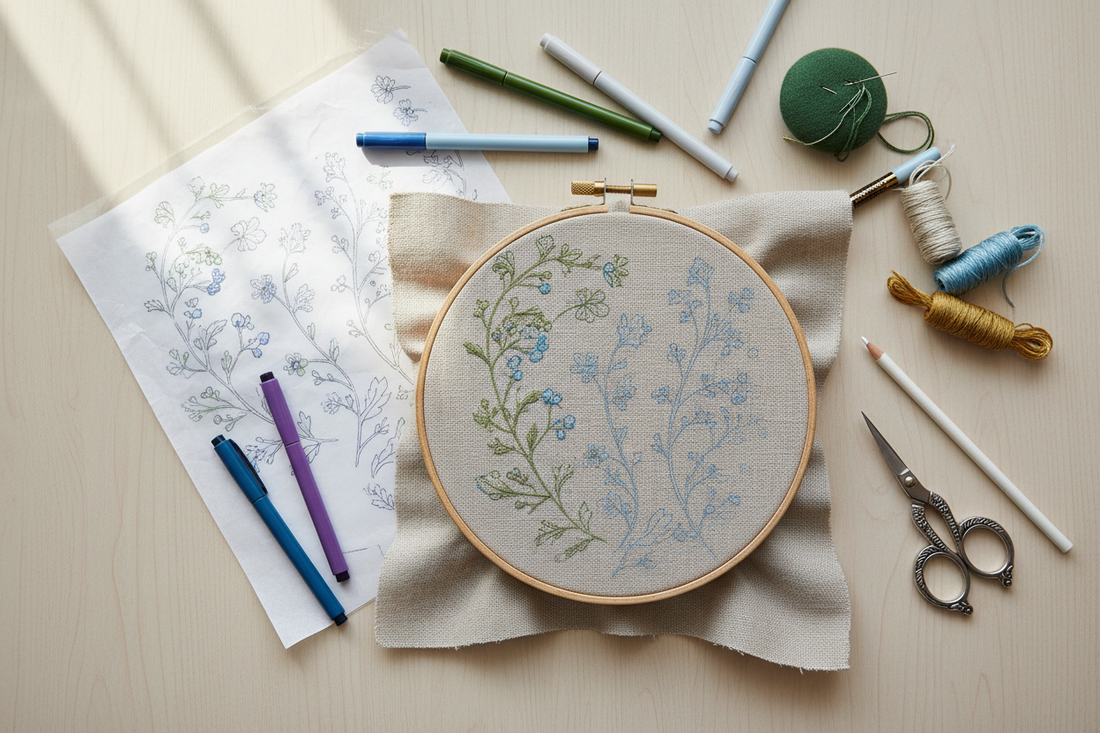 Embroidery Pattern Transfer Made Simple: Pens, Paper, and Water-Soluble Methods