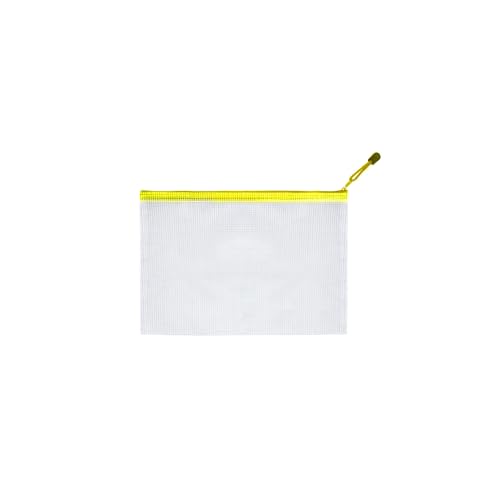 Mesh Zipper Pouch Bag,A3 Zipper Bag for Organizing Storage, Waterproof Zipper Pouch, 17" x 12"/44cm x 32cm, File Bag for School and Office Supplies (Yellow) - color: Yellow