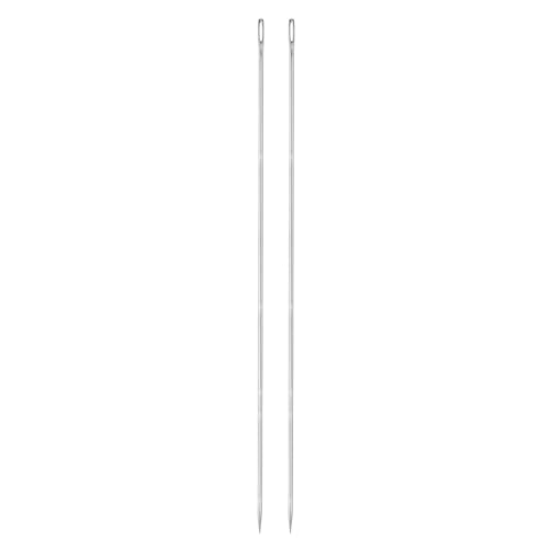 HARFINGTON 2PCS 12 Inch Upholstery Needle Large Eye Extra Long Stitching Straight Hand Needles Easy to Thread for Home Hand Leather Tapestry Embroidery Tufting Webbing Carpet - size: 12in