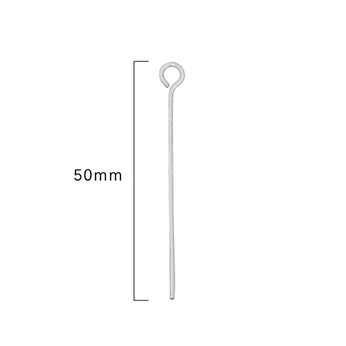 BEADIA Platinum Plated Open Eye Pins Non Tarnish 50mm 100pcs for Jewelry Making Findings - color: Open Eye Pins Platinum, size: 50x0.7mm
