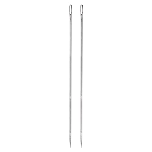 HARFINGTON 2pcs 8 Inch Upholstery Needles Large Eye Stitching Needles Stainless Steel Straight Hand Sewing Needles for Home Hand Sewing Leather Tapestry Embroidery Tufting Webbing Carpet - size: 8in