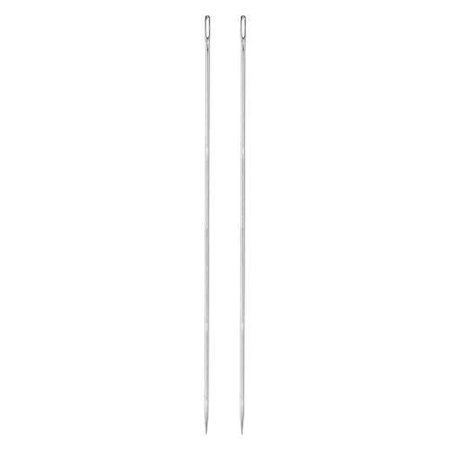 HARFINGTON 2pcs 10 Inch Upholstery Needles Large Eye Stitching Needles Stainless Steel Straight Hand Sewing Needles for Home Hand Sewing Leather Tapestry Embroidery Tufting Webbing Carpet - size: 10in