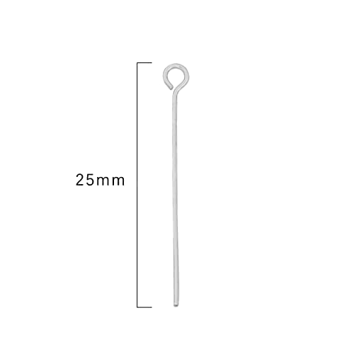 BEADIA Platinum Plated Open Eye Pins Non Tarnish 25mm 200pcs for Jewelry Making Findings - color: Open Eye Pins Platinum, size: 25x0.7mm