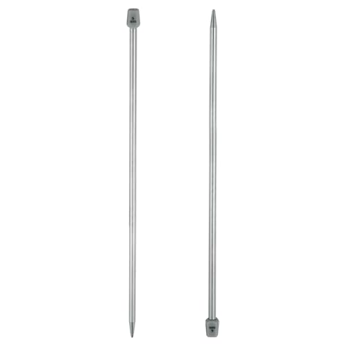 uxcell 2Pcs 6mm(J) Single Pointed Knitting Needles Stainless Steel 13.8 Inches Length Metal Weaving Tool for Handmade Projects DIY Knitting - size: 6mm, 13.8"