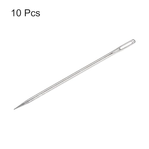 HARFINGTON 10pcs 4 Inch Upholstery Needles Large Eye Stitching Needles Stainless Steel Straight Hand Sewing Needles for Home Hand Sewing Leather Tapestry Embroidery Tufting Webbing Carpet - size: 4 Inch