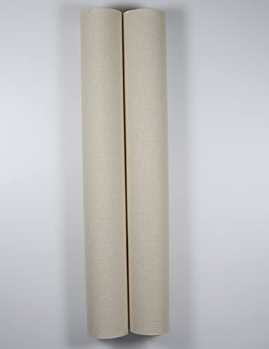 KCS 2 pc of 15" x 18" Counted Cross Stitch Cotton Aida Cloth Needlework Fabric (Oatmeal, 18CT) - color: Oatmeal, size: 18CT