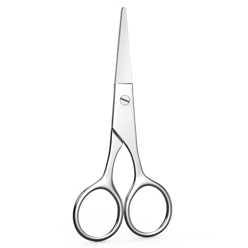 Nose Hair Scissors Eyebrow Scissors Round Tip Professional Grooming Scissors Stainless Steel Small Trimming Scissors for Eyelashes Mustache Facial Hair Sewing Embroidery AsonTao - style: Small scissors -Round design