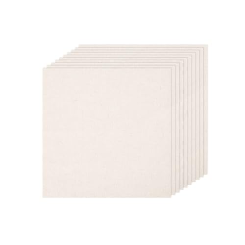 10 PCS Beige Linen Needlework Embroidery Fabric Cloth (9.8 × 9.8 Inch) - size: 9.8 × 9.8 Inch