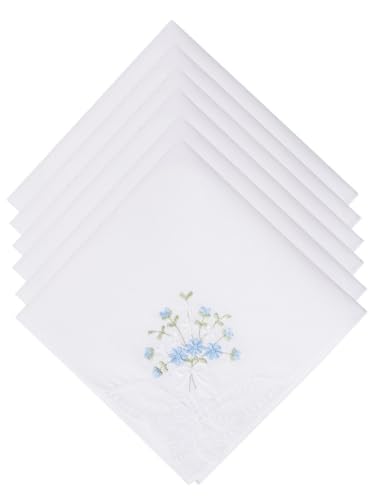 Selected Hanky Women's Cotton Handkerchiefs, Ladies Hankies, Blue Floral - color: Blue Floral