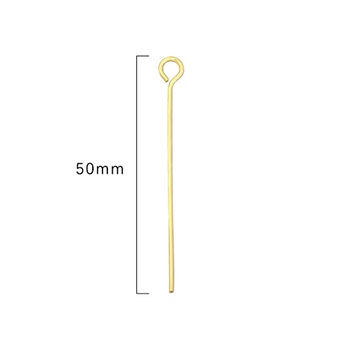 BEADIA 14K Gold Plated Open Eye Pins Non Tarnish 50mm 100pcs for Jewelry Making Findings - color: Open Eye Pins 14k Gold, size: 50x0.7mm