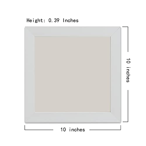 Ebherys 9.5x9.5 Embroidery Frame in Black - Displays Hand Embroidery works7.5x7.5 with Cardbord - Composite Wood, Metal Tabs, Table Top Easel SquareShape,No Glass (White) - color: White