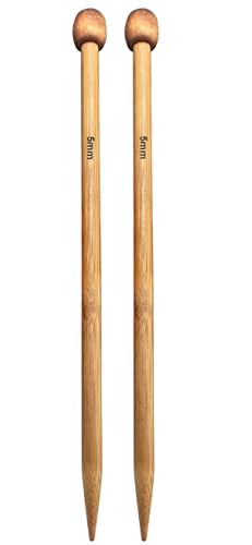 Weabetfu Bamboo Knitting Needle Straight Single Pointed 10-inch Length Knitting Needles for Handmade DIY Knitting,US Size 8(5mm) - size: 5mm(US 8)