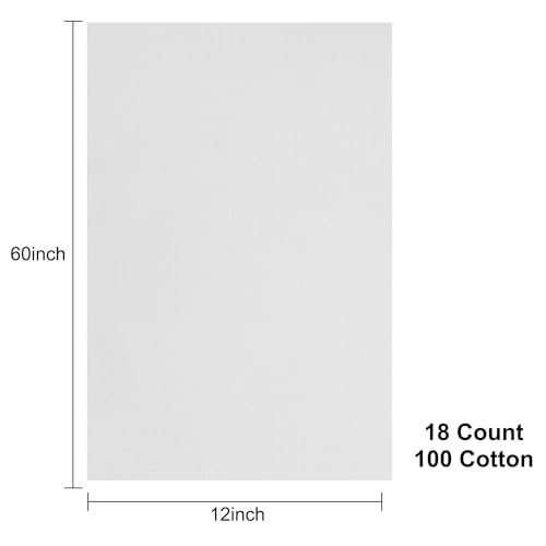 Aida Cloth 18 Count Cross Stitch Fabric,12 by 60inch(18CT,White) - color: White, size: 18CT