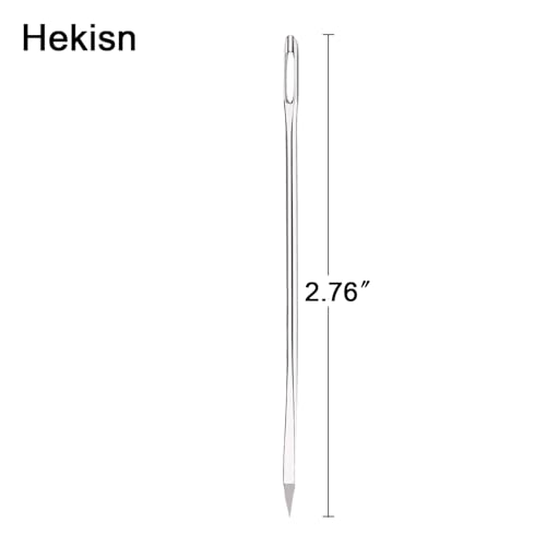 Hekisn Professional Large-Eye Triangle Leather Needles with Threaders for Hand Sewing Repair Stitching Projects (1.83 * 70mm) - size: 1.83*70