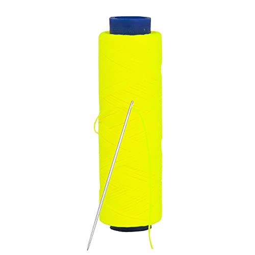 Waxed Thread, Strong Thread for Leather, Upholstery, Shoe, Bag, incl. Needle (Colour: NEON Yellow) - color: Neon Yellow