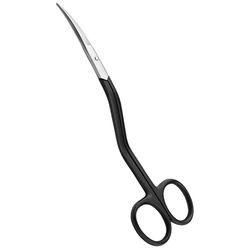 Applique Scissors for Embroidery - Double Curved Handle, 6", Black - color: Black