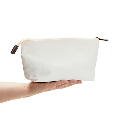 Juvale Canvas Makeup Bag - 6 Pack, 11.75 x 5.5 In, White Cotton - Travel Cosmetic & Toiletry Pouches with Zipper - Blank DIY Canvas Pouches for Crafting & Bridesmaid Gifts - size: 6 Count (Pack of 1)