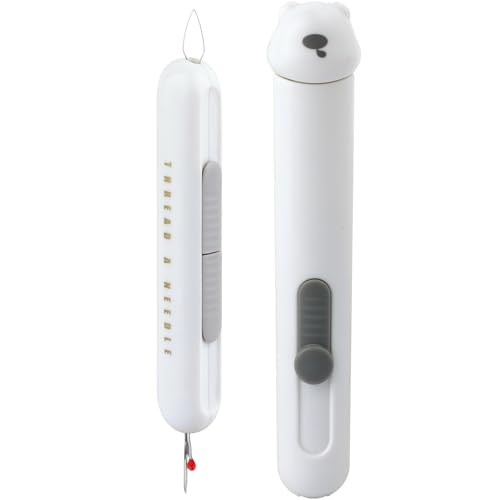 Automatic Needle Threaders Seam Ripper, Upgraded 3 in 1 Sewing Needle Threader Tool, 2Pcs Stretchable Quick Seam Rippers with Needle Storage for Hand Quilling, Embroidery Stitch Removal(Grey) - color: Grey