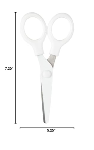 JAM PAPER Multi-Purpose Mini Scissors - 5 Inch - White - Soft Grip & Stainless Steel Precision Blades - Sold Individually - color: White, size: Mini (5 Inch)