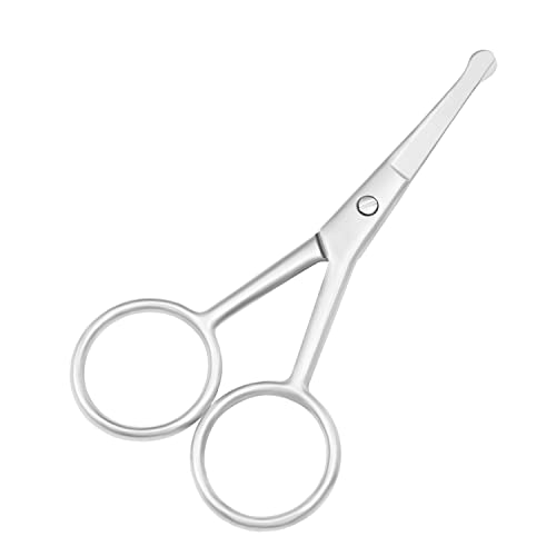 Multicolor Professional Grooming Scissors for Facial Hair Removal - color: Silver Safety Head C
