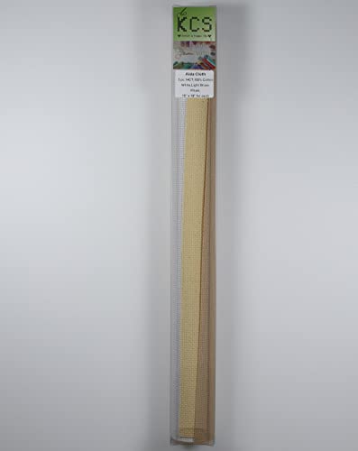 KCS 3 pc of 15" x 18" Counted Cross Stitch Cotton Aida Cloth Needlework Rolled Fabric Box,14CT,White+Light Straw+Khaki - color: White+light Straw+khaki, size: 14CT