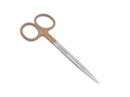 Stainless Steel Iris Dissecting Scissors 4.5", Straight, Fine Point Made of Premium Quality Stainless Steel (Khaki Handle) - color: Khaki Handle