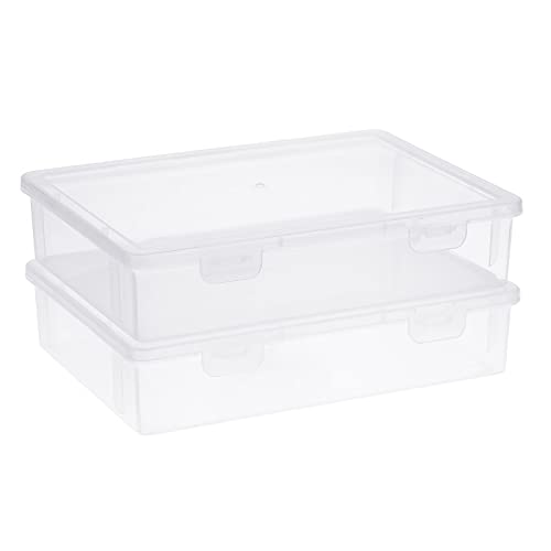 BTSKY Clear Plastic Storage Box with Flap Lid, 2 Pack Small - 9.1"x6.7"x2" - size: Small-2 Pack