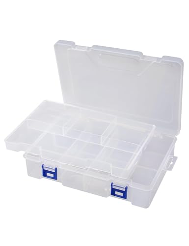 Avlcoaky Tackle Box Organizer Snackle Box Container - Double Layer Thickened PP Small Snack Tackle Boxes Plastic Organizer Box with Dividers, Heavy Duty Arts Crafts Clear Organizers