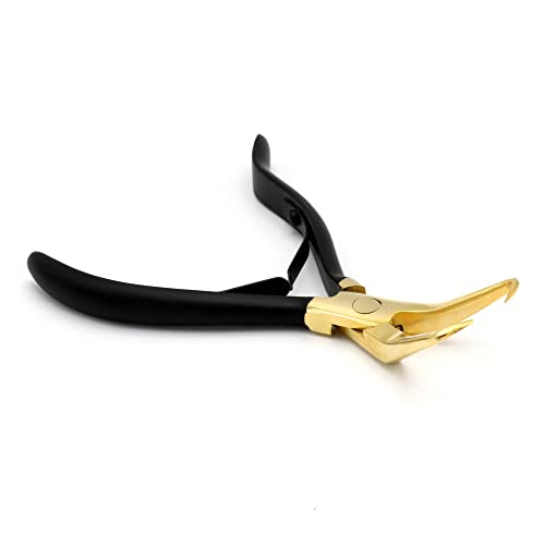 Professional Hair Extension & Beading Tool Kit Remove Plier Set for beads (4 Piece) I-Link Micro Ring Loop Needle Pulling Hook Threader Wire for Silicone Rings (Black Gold) - color: Black Gold