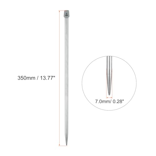uxcell 2Pcs 7mm Single Pointed Knitting Needles Stainless Steel 13.8 Inches Length Metal Weaving Tool for Handmade Projects DIY Knitting - size: 7mm, 13.8"