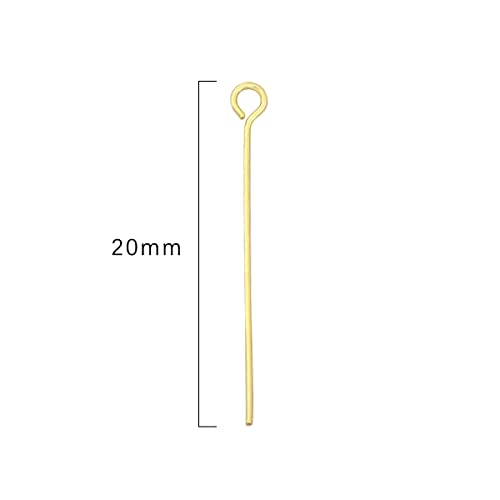 BEADIA 14K Gold Plated Open Eye Pins Non Tarnish 20mm 200pcs for Jewelry Making Findings - color: Open Eye Pins 14k Gold, size: 20x0.7mm