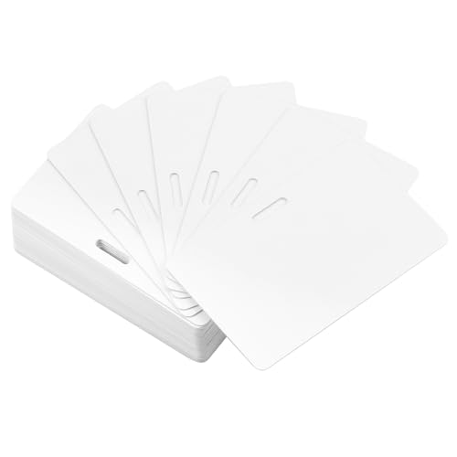 50 Pack Premium Blank PVC Cards with Slot Punch on Long Side - Horizontal Slot Punch Blank ID Cards- CAETOUNG CR80 30 Mil Graphic Quality White Plastic Card for Photo ID Badge Printers - color: 50pack