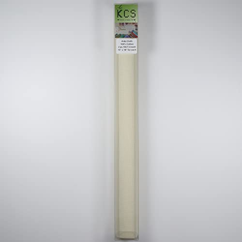 KCS 2 pc of 15" x 18" Counted Cross Stitch Cotton Aida Cloth Needlework Fabric (Cream, 16CT) - color: Cream, size: 16CT