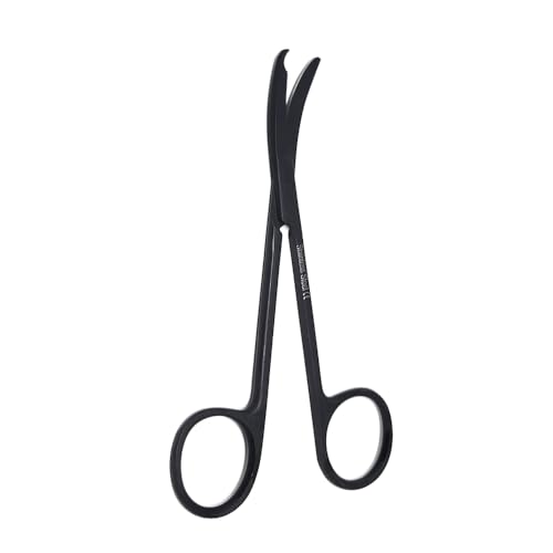Small Scissors all Purpose, Sharp Mini Detail Craft Shears with Precision Angled One Hook Tip Design, Ideal for Thread Cutting, Sewing, Knitting, Embroidery, Stainless Steel Snips (Black - 4.5") - color: Black - 4.5"