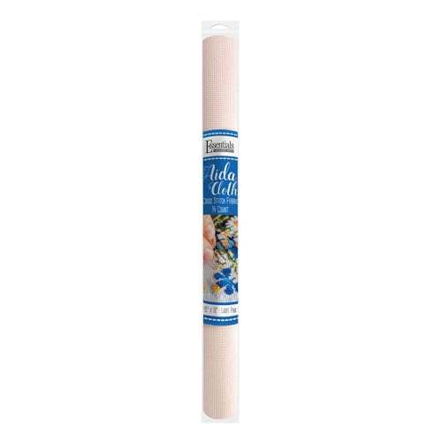 Essentials By Leisure Arts Aida Cloth, 14 Count, Light Pink, Cross Stitch Fabric, Embroidery Fabric, Cross Stitch Supplies for Crafting, Stitching, and Sewing Projects 15X18