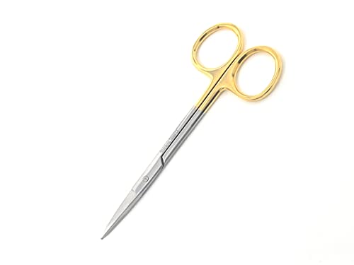 Stainless Steel Iris Dissecting Scissors 4.5", Straight, Fine Point Made of Premium Quality Stainless Steel (Gold Handle) - color: Gold Handle