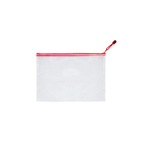 Mesh Zipper Pouch Bag,A3 Zipper Bag for Organizing Storage, Waterproof Zipper Pouch, 17" x 12"/44cm x 32cm, File Bag for School and Office Supplies (Red) - color: Red