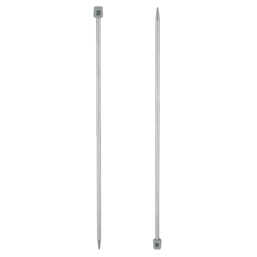 uxcell 2Pcs 5mm(H) Single Pointed Knitting Needles Stainless Steel 13.8 Inches Length Metal Weaving Tool for Handmade Projects DIY Knitting - size: 5mm, 13.8"