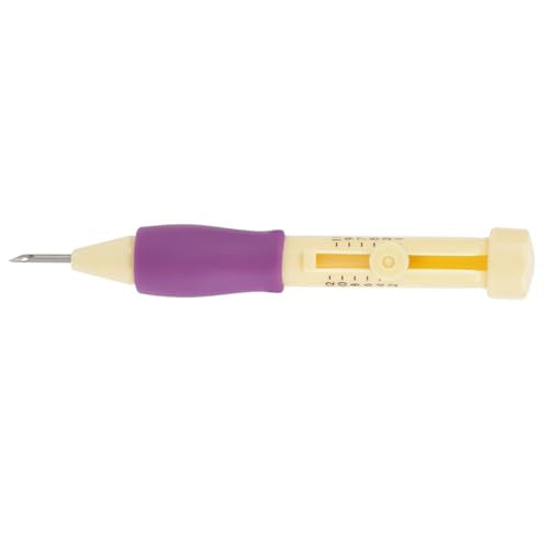 Embroidery Punch, Adjustable Needle Length Embroidery Needle Punch with 3 Sizes Needle Pen Kit Tool for DIY Craft(Yellow + ) - size: yellow + purple