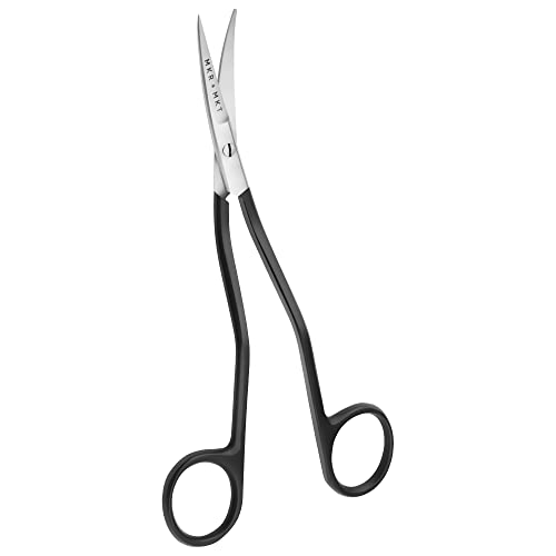 Applique Scissors for Embroidery - Double Curved Handle, 6", Black - color: Black
