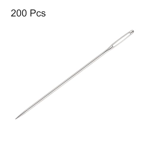 HARFINGTON 200pcs Large Eye Stitching Needles 2.36Inch Sewing Needles Stainless Steel Leather Needle Embroidery Needle Yarn Knitting Hand Sewing Needles - size: 2.36"