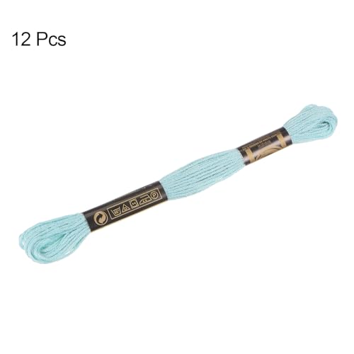 HARFINGTON 12 Skeins Embroidery Floss 8m Each Egyptian Long Fiber Cotton Cross Stitch Thread 26S/2x6 for Embroidery Projects Bracelet, Lake Blue - color: Lake Blue
