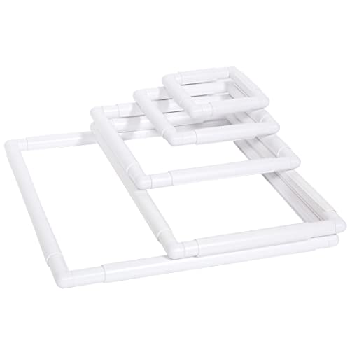 8 X 8" White Plastic Cross Stitch Frame Square Embroidery Hoop DIY Sewing Tools Sewing Hoop Handhold Craft Clip Embroidery Snap Frame Hoop for Cross Stitching Quilting - size: 8 X 8"