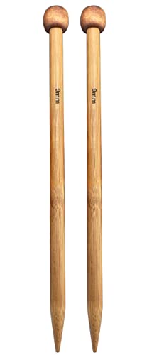 Weabetfu Bamboo Knitting Needle Straight Single Pointed 10-inch Length Knitting Needles for Handmade DIY Knitting,US Size 13(9mm) - size: 9mm(US 13)