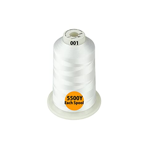 Simthread - 33 Selections - Various Assorted Color Packs of Polyester Embroidery Machine Thread Huge Spool 5500Y for All Purpose Sewing Embroidery Machines - 1White+1Black - color: 1 White + 1 Black