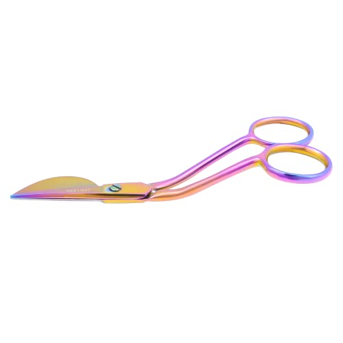 Duckbill Scissors for Applique & Embroidery - Double Curved, 6", Rainbow - color: Rainbow