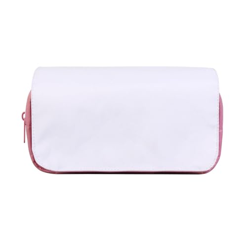 2 PCS Customizable Heat Transfer Blank Pencil Case Pen Bag Sublimation Printable Cosmetic Bag with Zipper DIY Custom Blank Makeup Bags Bulk Travel Toiletry Bag for Storage (Pink) - color: Pink, size: 2PCS