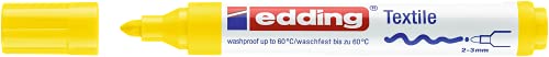 edding 4500 textile marker - yellow - 1 pen - round nib 2-3 mm - permanent fabric markers for drawing on textiles, wash-resistant up to 60 °C - marker pens for fabric lettering (Pack of 2) - color: Yellow, size: 1 Count (Pack of 2)