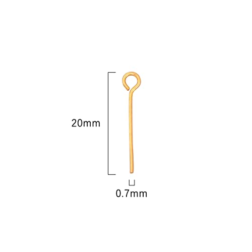 BEADIA 18K Gold Plated Open Eye Pins Non Tarnish 20mm 200pcs for Jewelry Making Findings - color: Open Eye Pins Gold, size: 20x0.7mm