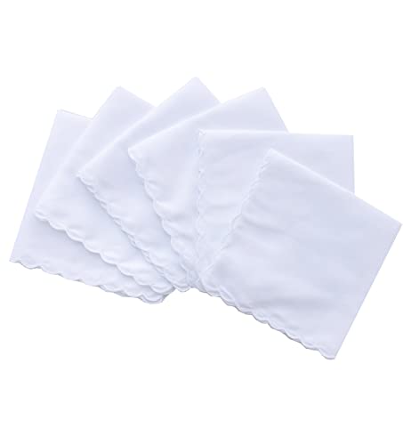 Solid White Cotton Hankderchiefs for DIY Drawn Embroidery Party 28 Square - color: S01-6pcs
